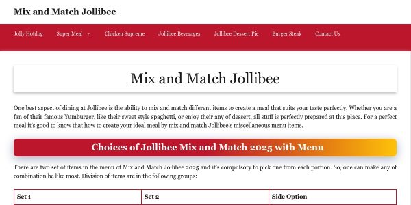 Link Placement On Mixandmatchjollibee.com