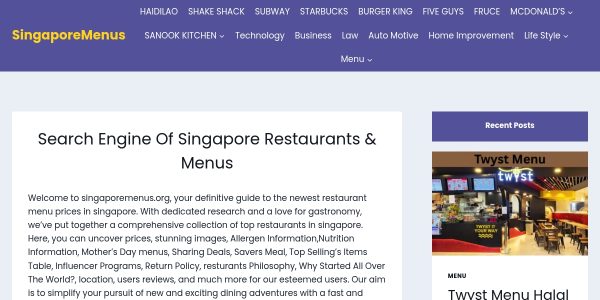 Link Placement On Singaporemenus.org