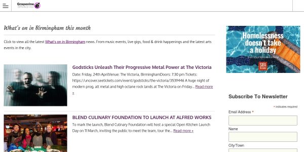 Link placement on Grapevinebirmingham.com