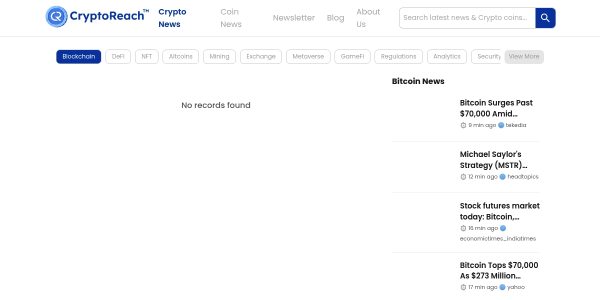 Link placement on Cryptoreach.io