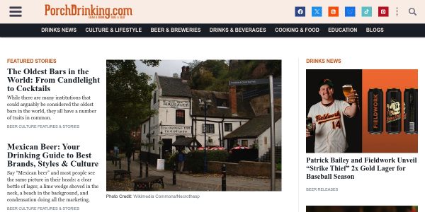 Link placement on Porchdrinking.com