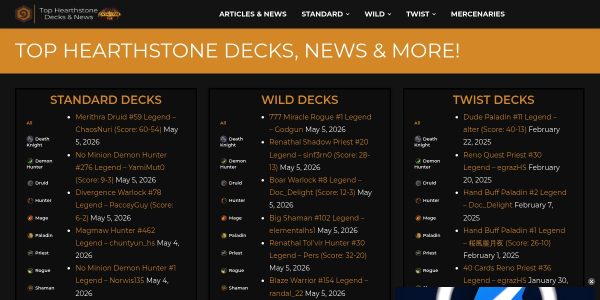 Link placement on Hearthstone-decks.net
