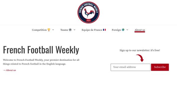 Link placement on Frenchfootballweekly.com