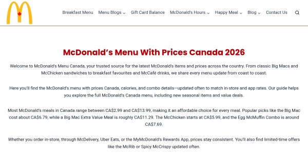 Guest posting on Themcdonaldsmenu.ca