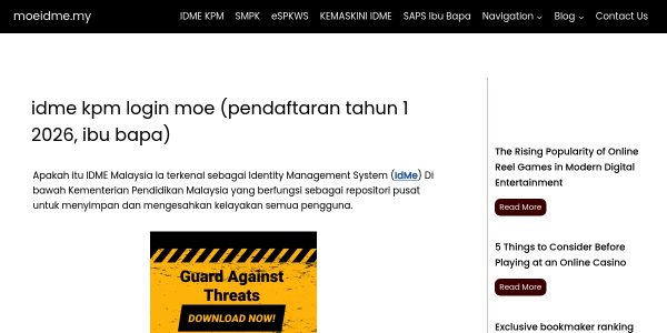 Link placement on Moeidme.my