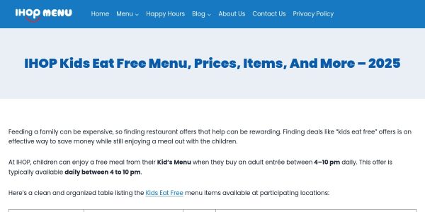 Link placement on Ihopkidseatfree.com