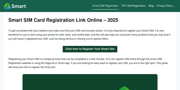 Link placement on Smartsimregistrations.ph