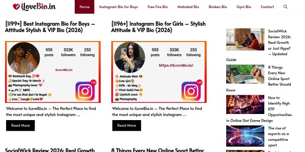 Link placement on Ilovebio.in