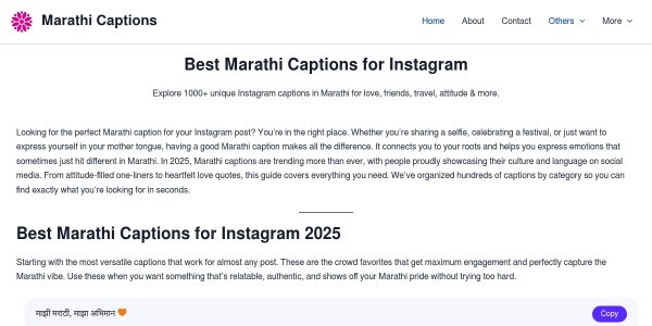 Link placement on Marathicaptions.com