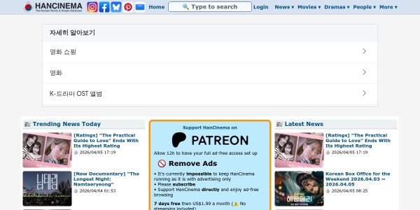 Link placement on Hancinema.net