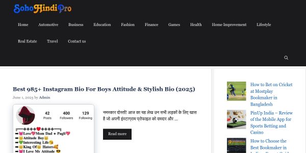 Link placement on Sohohindipro.in