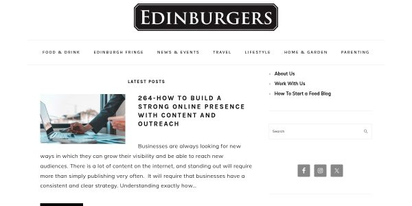 Link placement on Edinburgers.co.uk