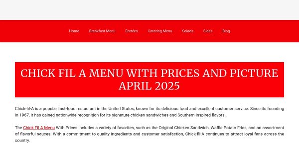Link placement on Chickfila-menus.com